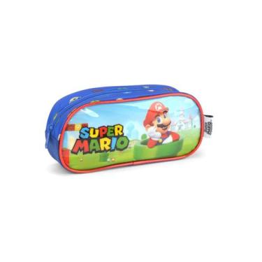Imagem de Estojo Escolar Infantil Super Mario Original Luxcel Azul