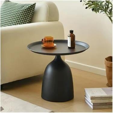 Imagem de Mesa De Cabeceira Redonda, Pequena Mesa De Café Para Espaço Estreito E Pequeno Mesa De Canto Sofá Mesa De Cabeceira Decoração De Casa Para Sala De Estar Varanda Quarto Escritório, Black, 40 * 46