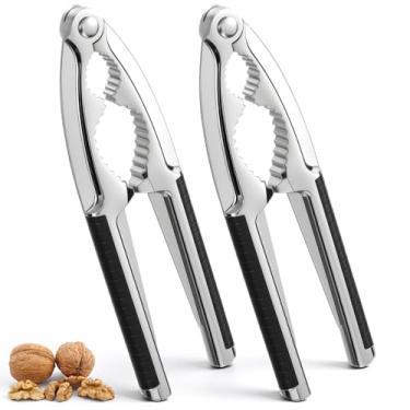 Imagem de Patelai 2 ferramentas de biscoito de nogueira, quebra-nozes de metal, abridores de casca de nozes, quebradores de casca de nozes, biscoitos e utensílios de cozinha com alça antiderrapante para nozes