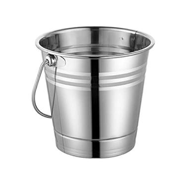 Imagem de Balde de gelo para festas balde de gelo de aço inoxidável refrigerador de gelo portátil com alça recipiente de cubo de gelo para vinho champanhe cerveja festa bar ferramentas recipiente de gelo balde