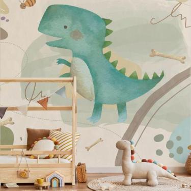 Imagem de Papel de Parede Dinossauro Quarto Infantil Bebê Aquarela 6m² - Quartin