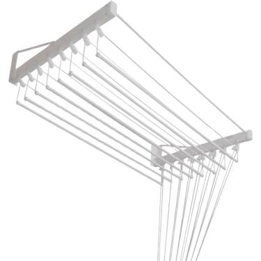 Imagem de Varal Parede Individual 8 Varetas Branco Apartamento 100cm