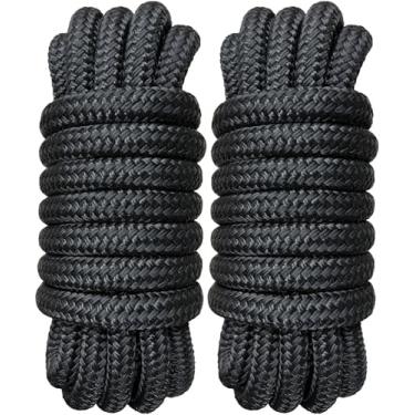 Imagem de PACTHSD Pacote com 2 linhas de doca de 3/10.2 cm x 20' - Corda de barco de nylon de grau marítimo com laço de 38.1 cm para ancoragem e amarração - Linhas de barco trançadas duplas, alta resistência