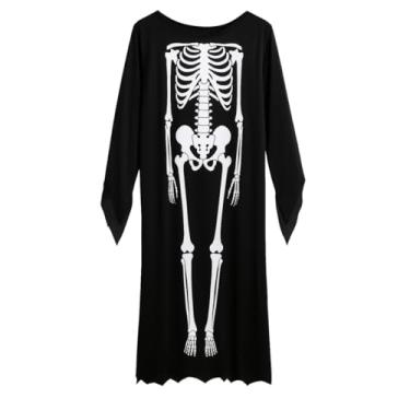 Imagem de Fantasia Pânico Morte Adulto Juvenil Esqueleto Festa Halloween Capa Dráculo Terror Morcego Fantasma Vampiro Unissex Bruxo (Preto)