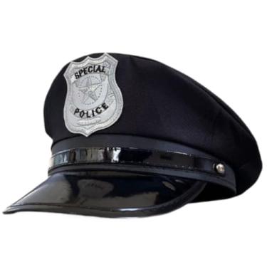 Imagem de Quepe Chapéu Policial Boina Fantasia Unissex Para Festa e Cosplay