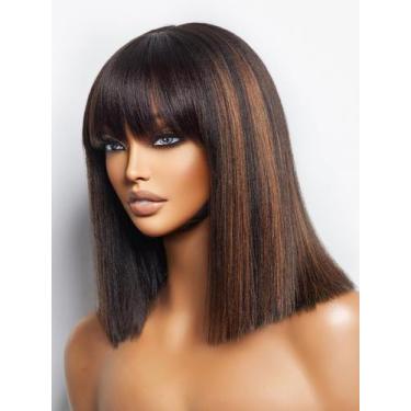 Imagem de Peruca LUVME HAIR Yaki Straight Bob 30 cm Cabelo humano 180 densidade