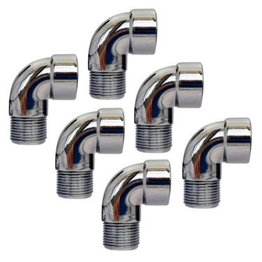 Imagem de Kit 6 Joelho Cotovelo Curva Metal Cromado Rm X Rf 3/4`` X90
