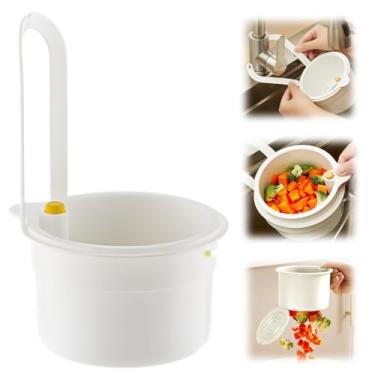 Imagem de Cesta de coador de pia de cozinha, cesta de filtro de pia autolimpante de uso geral - pressione as mãos livres para esvaziar, evita entupimentos e raspagem bagunçada (branco)