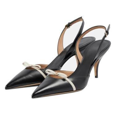Imagem de ZJGZF Sandálias femininas de salto fino com salto fino e salto agulha confortável para trabalho, Preto, 35