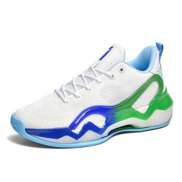 Imagem de Bolognifi Tênis de basquete masculino da moda para caminhada, corrida, trabalho, esportivo Equipamento de basquetebol(White,37 BR)