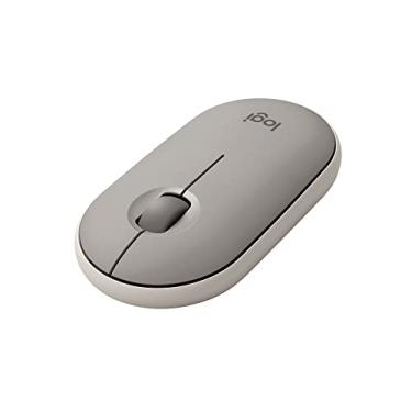 Imagem de Mouse sem fio Logitech Pebble M350 com Clique Silencioso, Design Slim Ambidestro, Conexão USB ou Bluetooth e Pilha Inclusa - Cinza Areia