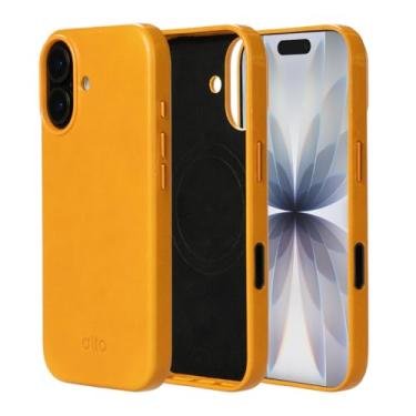 Imagem de alto Capa compatível com iPhone 17 2025, capa magnética de couro italiano compatível com Apple MagSafe, capa protetora contra quedas da série Clop (iPhone 17, 6,3 polegadas, marrom caramelo)