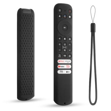 Imagem de DUOLAXMENG Capa de controle remoto de silicone para TCL RC813 FMB1, RC923 FMB3, RC902V FMR1 2023, compatível com o mesmo estilo Google TV e controle remoto Roku Smart TV (preto)