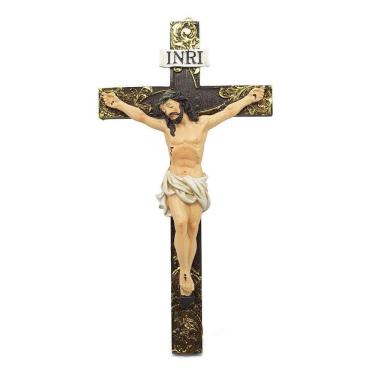 Imagem de Crucifixo De Parede Importado Resina 25 Cm