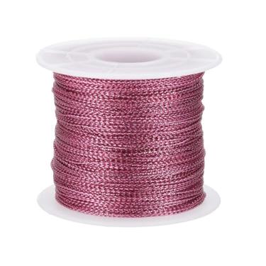Imagem de PATIKIL Corda metálica de tinsel de 1 mm x 109 jardas fita de embrulho rosa cordas não elásticas para presente enfeite de linha artesanato de Natal