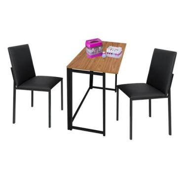Imagem de Kit manicure ciplafe dubai 1 mesa amendoa dob 2 cadeiras, Preto