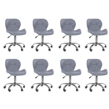 Imagem de Kit 8 Cadeiras Office Eiffel Slim Com Base Giratória E Ajustável Cinza