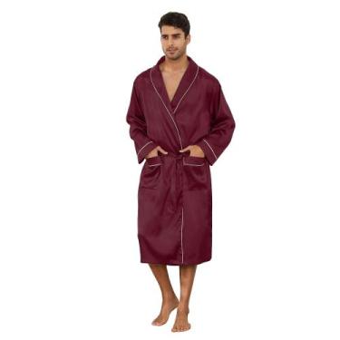 Imagem de Roupão de cetim masculino Vulcanodon Leve Silk Burgundy 2XL/3XL
