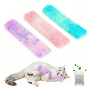 Imagem de 3 peças de brinquedos interativos para gatos, macios e duráveis, brinquedos de erva de gato, para gatos em ambientes internos, brinquedos engraçados para exercícios