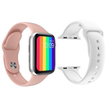 Imagem de Kit 1 Relógio Inteligente Smartwatch Iwo12 Lite Rosa Android Ios + 1 Pulseira Silicone...