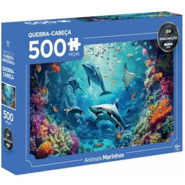 Imagem de Quebra Cabeça Animais Marinhos Fundo Do Mar Tubarão 500 Pçs - Mimo