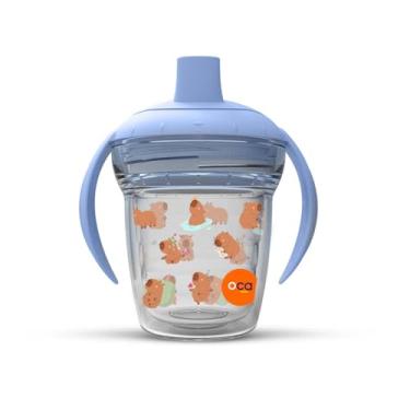 Imagem de Copo Infantil de Transição Capivara Fofinha a 170 ml Antivazamento (Azul)