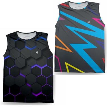 Imagem de Kit 2 Regata Masculina Academia Pro Fit Estampada Camiseta Musculacao 