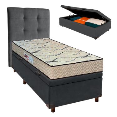 Imagem de Kit Cama Box Bau + Cabeceira + Colchão Solteiro D33 - Maxsono - Paropas