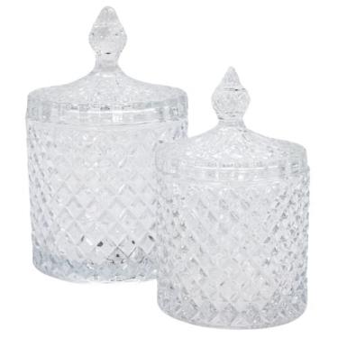 Imagem de Conjunto De Potiches Decorativo De Cristal Pequeno e Médio Bomboniere 