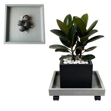 Imagem de Palete de plantador com rodas Versátil Resina Vaso Pires com Rodas Suporte de Plantas Dolly para Plantador Pesado Fácil de Mover e Proteger Pisos Perfeito para Uso Interno/Externo (Quadrado, Cinza)