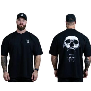 Imagem de Camiseta Oversized Anti cardio Caveira Maromba Academia Camisão Larga-Masculino