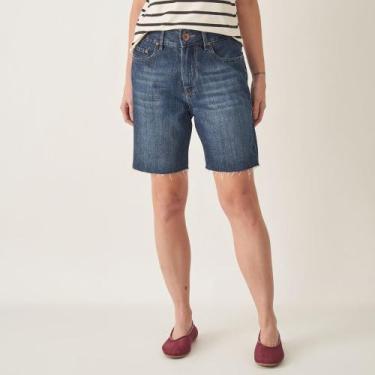 Imagem de Bermuda Jeans Cintura Alta com Barra Desfeita - Bloom, Jeans stone, 36