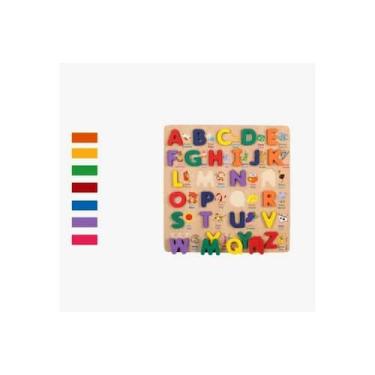 Imagem de Brinquedo de quebra-cabeças de alfabeto didático de madeira para crian