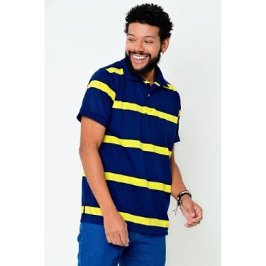 Imagem de Camisa Gola Polo Zek Masculina Listrada Slim - Camisaria Colombo, Azul