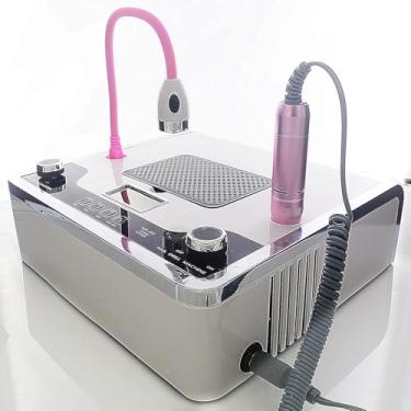 Imagem de Aspirador De Pó Elétrico 4 Em 1 Coletor De Pó De Unhas Com Secador De Unhas Uv Led Lâmpada Máquina De Broca De Unhas Nail Art Gel Polish Kit De Design De Limpeza Salão Prof, White