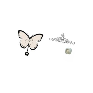 Imagem de Fenteer Relógio de Parede de Borboleta de Acrílico E Decoração de Arte Floral em Metal para Escritório, Sala de Jantar, Quarto Infantil, Fazenda, Pátio, Varan
