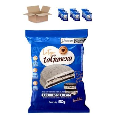 Imagem de Kit 12 Alfajor La Fajor 50g Recheado C/Pasta De Amendoim Cookies Cream Whey - La Ganexa