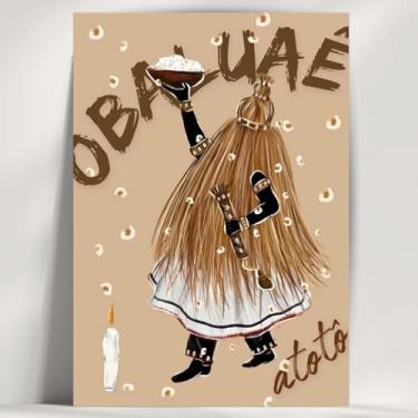 Imagem de Coleção de 62 quadros decorativos Giz - Umbanda e Candomblé - Decoração Orixá - Afro Brasileira - Escolha o seu Orixá! (Clássico, Obaluae, 20x14cm)