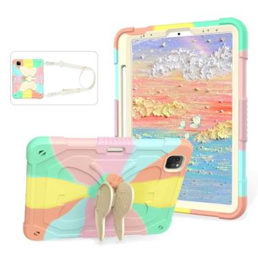 Imagem de ICEELEC Capa para iPad Pro de 11 polegadas 2024 M4 (5ª geração) com suporte de borboleta/alça de ombro/suporte de lápis, capa protetora robusta e fofa para iPad Pro de 11 polegadas 2024, ouro rosa