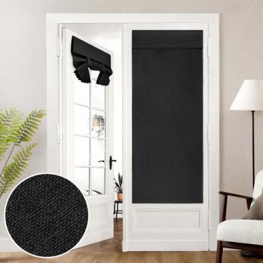 Imagem de Cortinas de porta francesas HOMEIDEAS Linen Blackout 66x173cm pretas