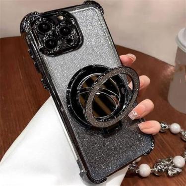 Imagem de Capa com suporte espelhado e anel com revestimento brilhante para Xiaomi Redmi Note 13 Pro 12 4G 10 11 12 13 Pro 5G 11S 14C 13 12 12C 10C 9A, S16531, para Redmi 12C