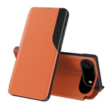 Imagem de LEMAXELERS Capa de telefone para iPhone Air, capa moderna fina de negócios inteligente para PC rígido + suporte de couro PU capa flip à prova de choque para Apple iPhone 17 Air 6,5 polegadas, laranja