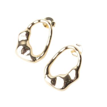 Imagem de Brinco Argola Orgânica Dourado Semi Joias Folheadas a Ouro 18k