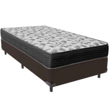Imagem de Cama Box Marrom E Colchão Iso100 Espuma D33 Solteiro Ortobom