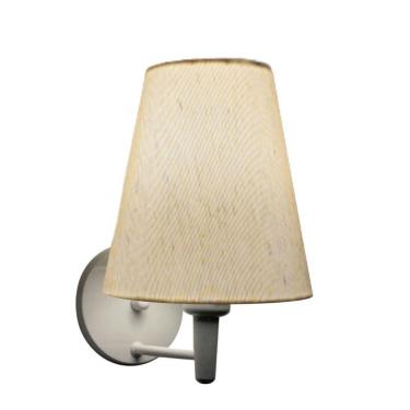 Imagem de Kit-2 Arandela Cone Md-2007 Base Branco Cúpula Em Tecido 20-08x18cm Linho Bege - Bivolt