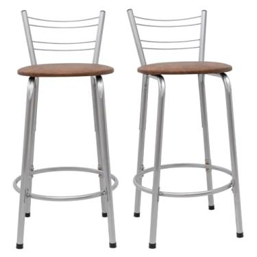 Imagem de Kit 2 Banquetas Flórida 60cm Estrutura Prata Ideal Cozinha Gourmet Área de Lazer Piscina Balcão Bancada Bistro Bar (Assento Marrom Claro)