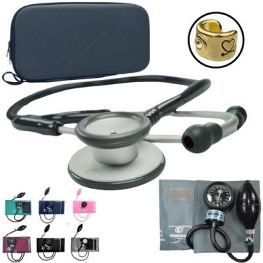 Imagem de Kit Enfermagem Aparelho De Pressao Estetoscopio Duplo Bic Esteto, Cinz