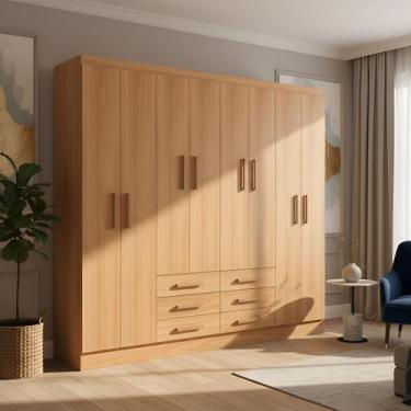 Imagem de Guarda Roupa Grande Casal Paris 8 Portas 6 Gavetas com Amplo Espaço In