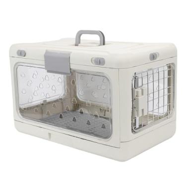 Imagem de Depisuta Caixa dobrável do gato, 19,69x12,60x12,2 polegadas Companhia aérea aprovada Ventilação Canis plásticos face dura Com porta do fio Painel transparente Portable Viagem Pet Carrier