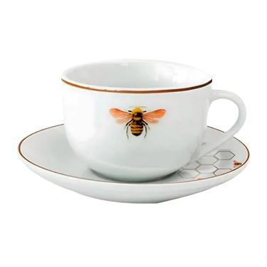 Imagem de Xícara De Chá Café Com Pires 220Ml Abelha Porcelana Luxo